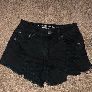 High-rise black jean shorts
